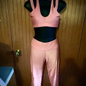 Pinkish coral two piece workout outfit
